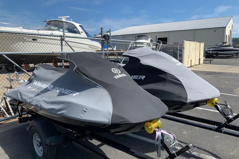 Slide: The Image of Two covered 2018 Yamaha WaveRunner FX Cruiser HO jet skis on trailers. - 11