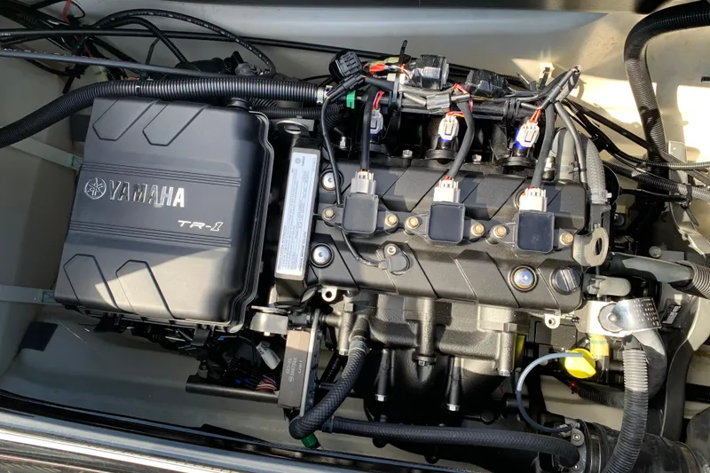 Slide: The Image of 2018 Yamaha WaveRunner FX Cruiser HO engine compartment, showcasing TR-1 engine components. - 9