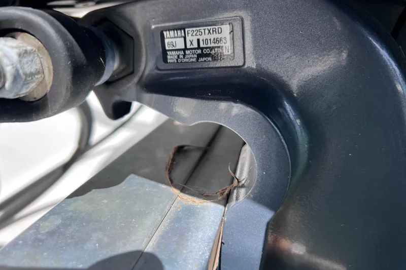 Slide: The Image of Close-up of Yamaha F225TXRD engine part on 2005 Century 3200 Walk-Around boat. - 61