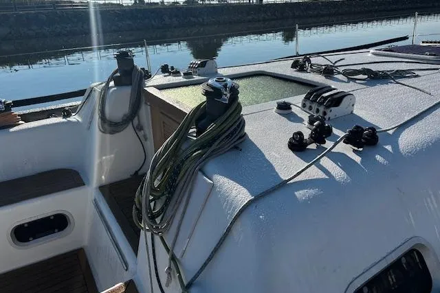 Slide: The Image of Deck view of 2003 Grand Soleil 44 sailboat with ropes and winches. - 23