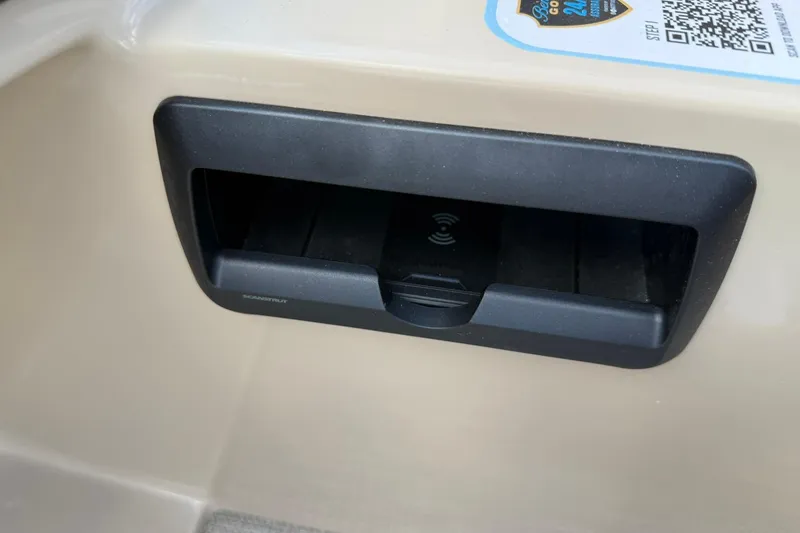 Slide: The Image of 2025 Bentley Pontoons Legacy 223 QSB wireless charging dock detail. - 11