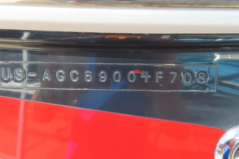 Slide: The Image of Close-up of a 2008 Baja 335 Performance boat hull identification number. - 19
