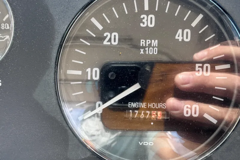 Slide: The Image of Close-up of Tiara Yachts 2900 Open 1999 engine hour meter showing 1767.53 hours. - 23
