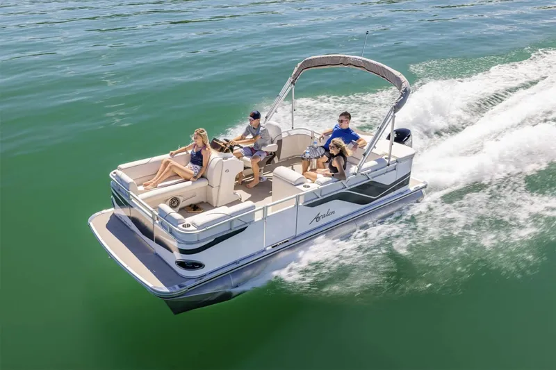 Slide: The Image of Manufacturer Provided Image: 2025 Avalon VENTURE CRUISE pontoon boat cruising on a sunny day. - 6