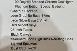Slide: The Image of 2026 Avalon VENTURE CRUISE features: chrome docklights, blackout package, vinyl accents, reclining chair, lighted speakers. - 8