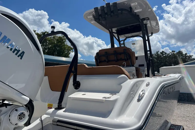 Slide: The Image of 2026 Key West 239 FS boat with Yamaha engine under clear blue sky. - 5