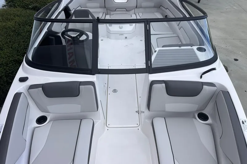 Slide: The Image of 2025 Yamaha Boats AR190 interior with sleek seating and modern design. - 20