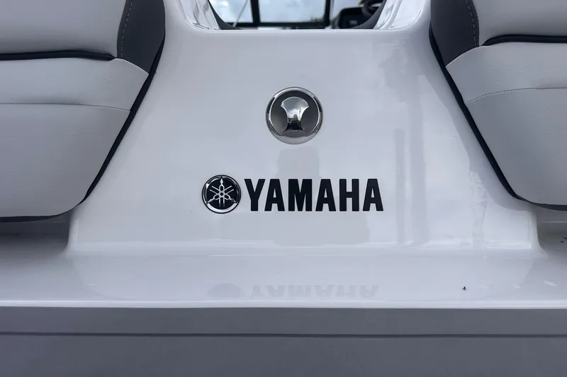 Slide: The Image of 2025 Yamaha AR190 boat interior with logo and seating detail. - 6