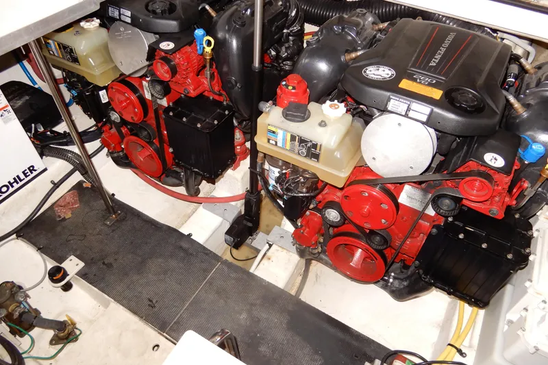 Slide: The Image of Engine room of 2016 Chaparral 310 Signature with dual Volvo Penta engines. - 47