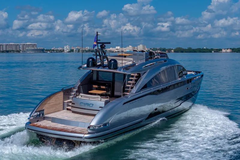 Slide: The Image of Luxury Pershing GTX 80 yacht cruising on a sunny day, 2025 model. - 5