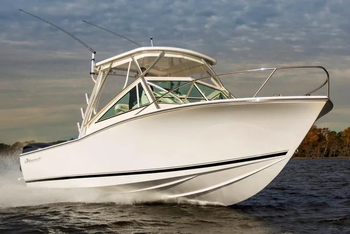 Slide: The Image of Manufacturer Provided Image: 2019 Albemarle 25 Express boat cruising on water. - 18