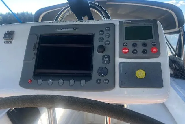 Slide: The Image of Control panel of a 1987 Sabre 42 K/CB sailboat with navigation instruments. - 17