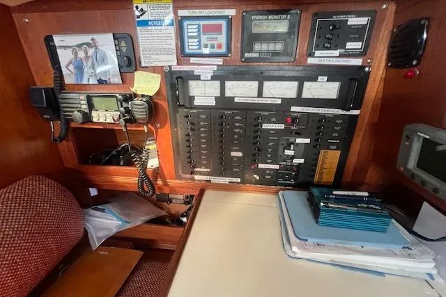Slide: The Image of Electrical control panel on 1987 Sabre 42 K/CB sailboat with navigation equipment. - 6