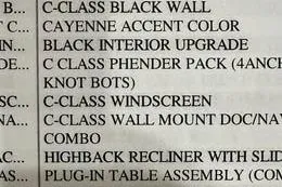 Slide: The Image of 2026 Qwest C-Class features list with interior and accessory options. - 5
