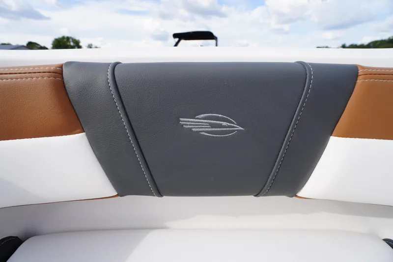 Slide: The Image of 2026 Chaparral 21 SSi boat seat with elegant stitching and logo detail. - 7