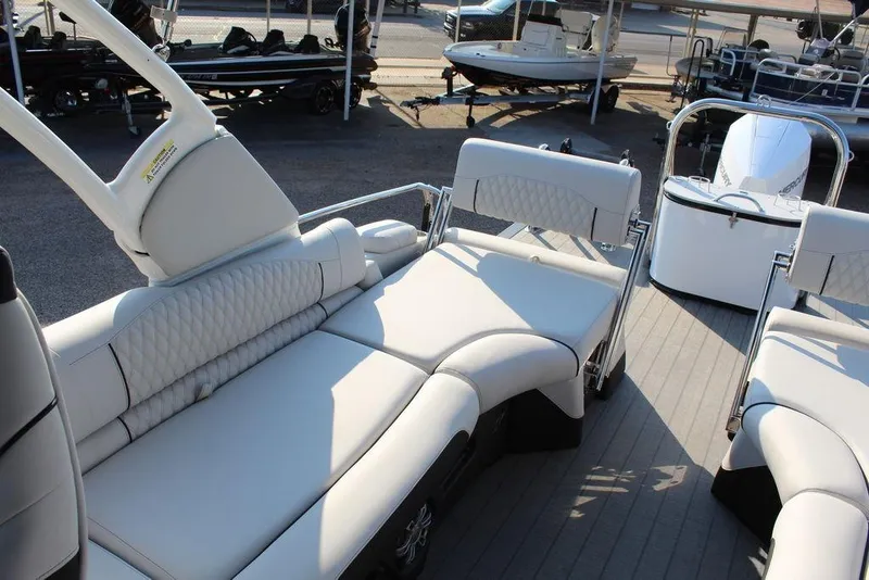 Slide: The Image of Luxurious seating on 2026 Avalon Excalibur LTD Quad Lounge 25 FT pontoon boat. - 14