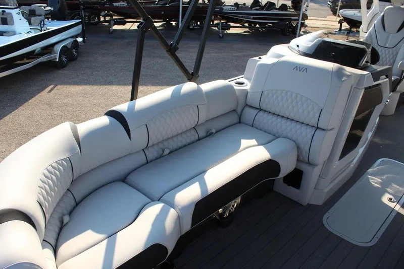 Slide: The Image of Luxurious seating on 2026 Avalon Excalibur LTD Quad Lounge 25 FT boat. - 18