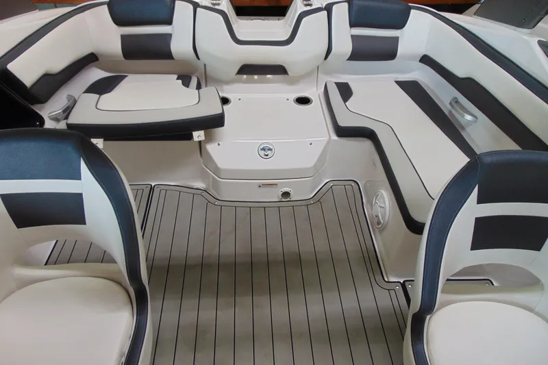 Slide: The Image of 2020 Yamaha Boats 195S interior with sleek seating and modern design. - 9