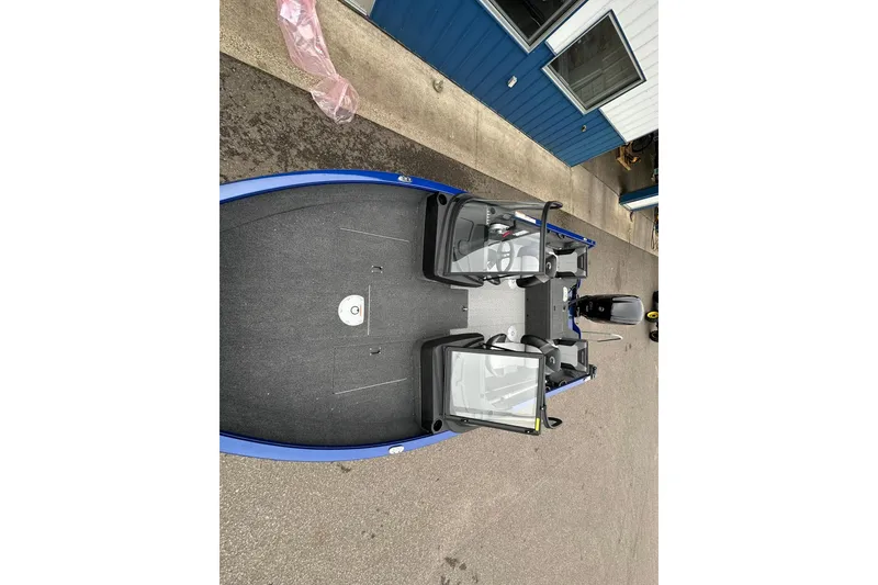 Slide: The Image of 2025 Crestliner 1750 Hawk boat, top view, featuring dual consoles and spacious deck. - 12