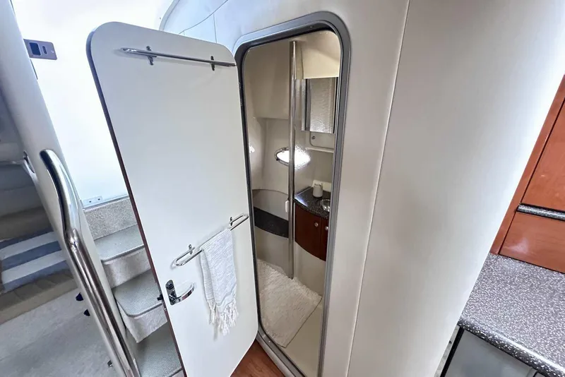 Slide: The Image of Interior of 2007 Formula 40 Performance Cruiser showing bathroom and stairs. - 37