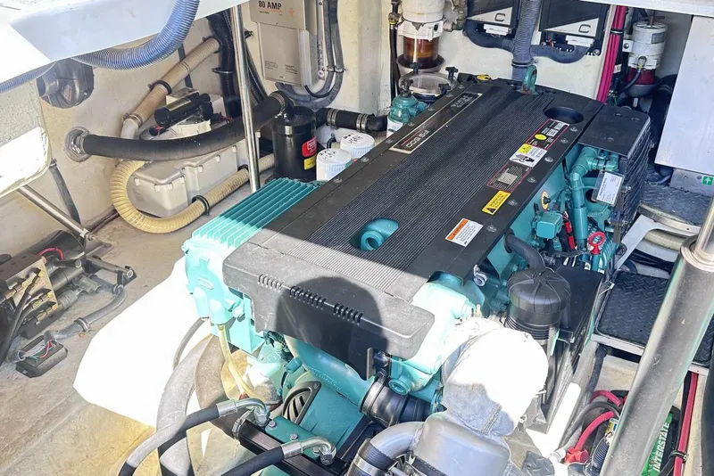 Slide: The Image of Engine room of a 2007 Formula 40 Performance Cruiser, showcasing detailed mechanical components. - 43