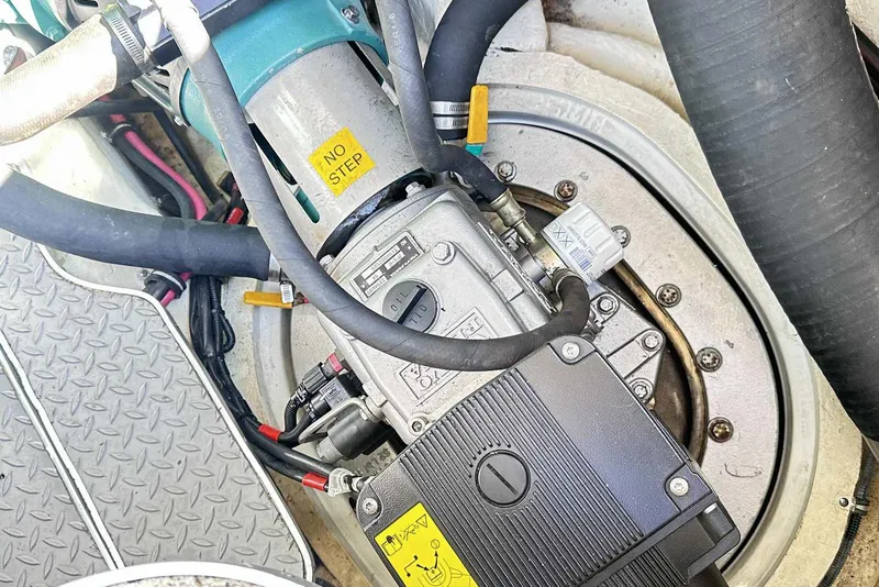 Slide: The Image of Engine compartment of a 2007 Formula 40 Performance Cruiser with visible mechanical components. - 45