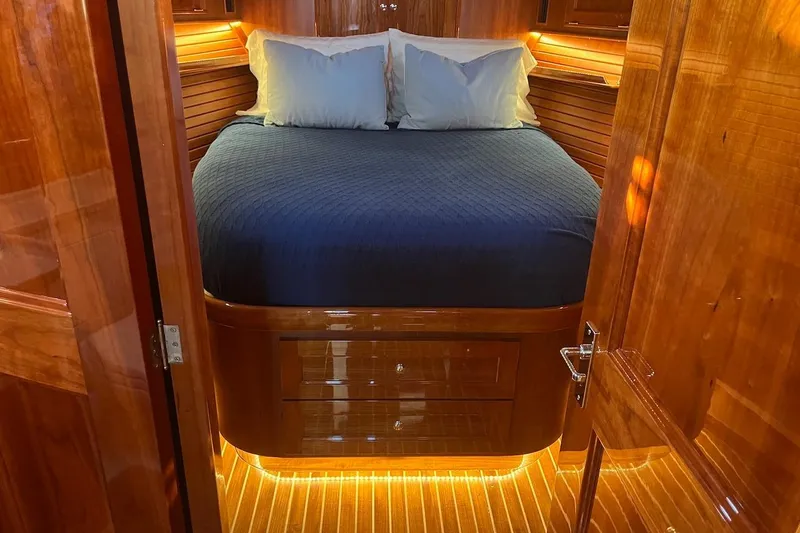 Slide: The Image of Luxurious cabin interior of 2013 Hinckley Talaria 48 MY yacht with elegant wood finish. - 27