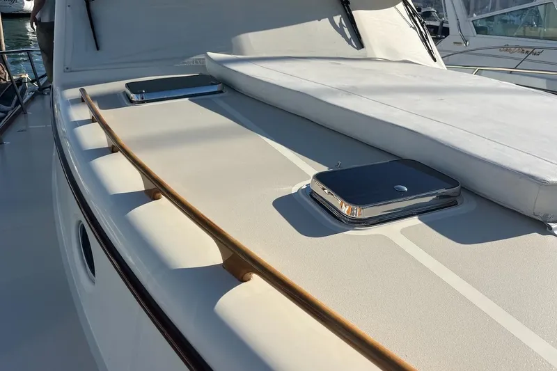 Slide: The Image of 2013 Hinckley Talaria 48 MY yacht deck with sleek design and polished details. - 38