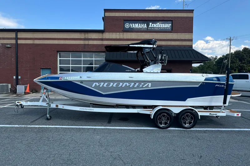 The Image of 2022 Moomba Makai boat on trailer, parked outside Yamaha Indmar building. - 0