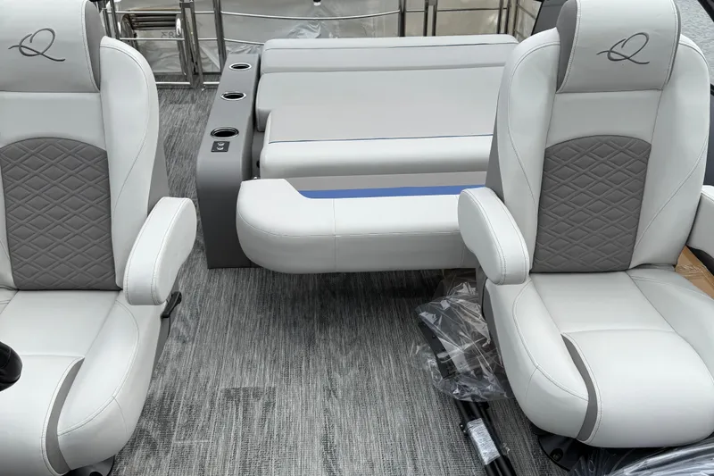 Slide: The Image of Luxury seating on 2026 Qwest Splash Pad E-Class boat, featuring elegant design and comfort. - 8