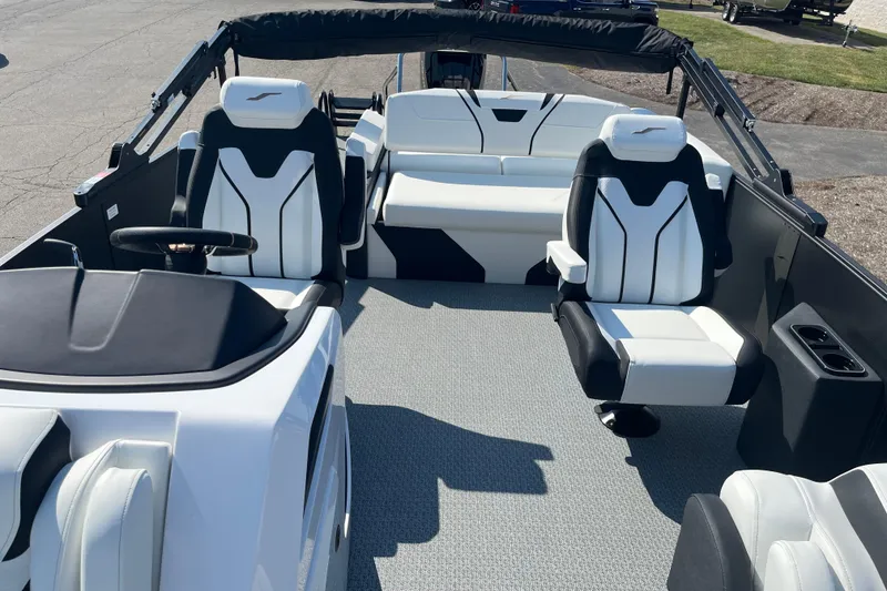 Slide: The Image of 2026 Evotti 725CS boat interior with modern seating and sleek design. - 11