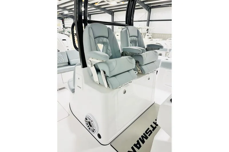 Slide: The Image of 2026 Sportsman Heritage 321 Center Console with luxurious seating and modern design. - 5