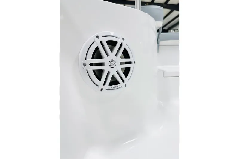 Slide: The Image of JL Audio speaker on 2026 Sportsman Masters 227 Bay Boat interior. - 14