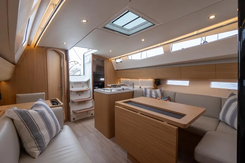 Slide: The Image of Modern interior of 2026 J Boats J/40 sailboat with sleek design and comfortable seating. - 43