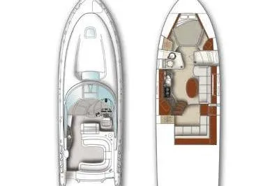 Slide: The Image of 2007 Sea Ray 40 Sundancer yacht layout, featuring cockpit and interior design. - 11