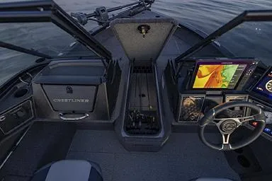 Slide: The Image of Manufacturer Provided Image: 2026 Crestliner 1850 Fish Hawk interior with advanced navigation system and storage compartments. - 23