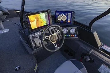Slide: The Image of Manufacturer Provided Image: 2026 Crestliner 1850 Fish Hawk boat dashboard with advanced navigation and control systems. - 24