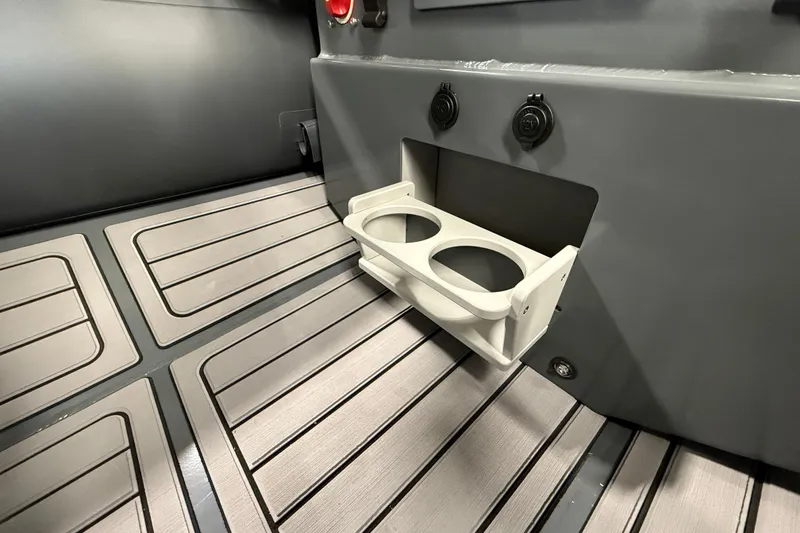 Slide: The Image of 2026 Highfield Classic 360 FCT interior with cup holders and sleek flooring design. - 6