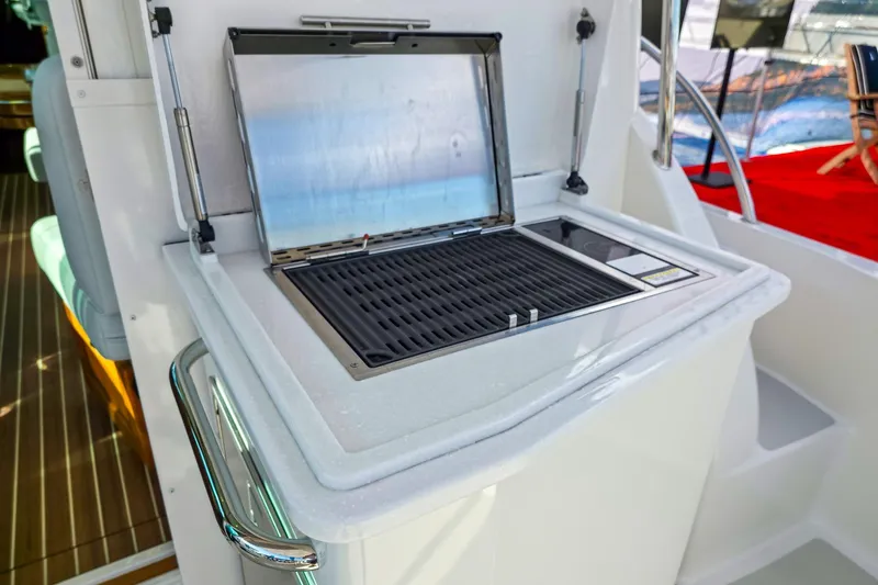 Slide: The Image of Outdoor grill on 2026 Back Cove 412 yacht, featuring sleek design and modern amenities. - 20