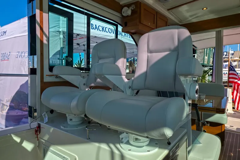 Slide: The Image of Luxury seating on 2026 Back Cove 412 yacht, showcasing modern design and comfort. - 29