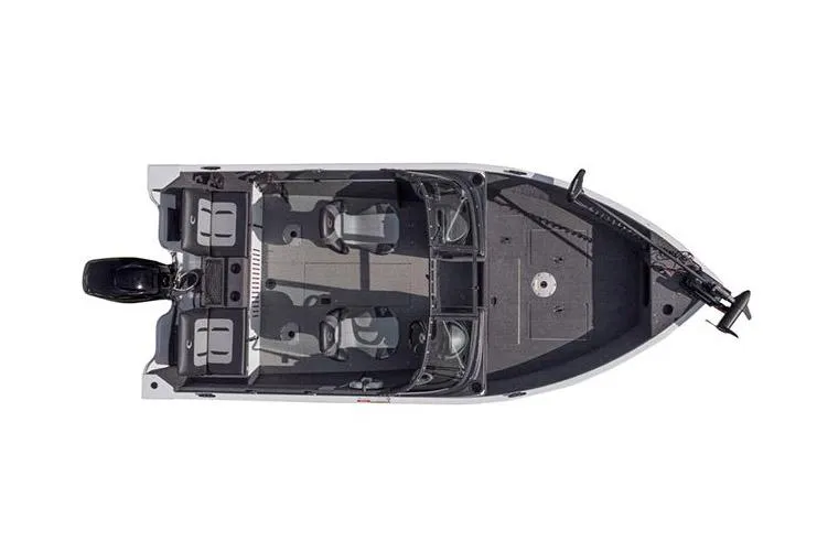Slide: The Image of Manufacturer Provided Image: Top view of 2026 Crestliner 1650 Kodiak fishing boat with seating and motor. - 22