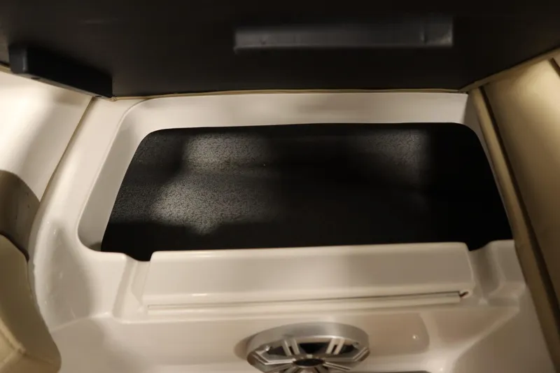 Slide: The Image of 2017 Starcraft 221 STARSTEP boat storage compartment with speaker detail. - 19