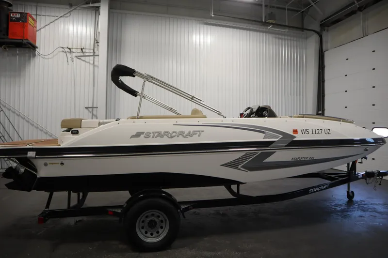 Slide: The Image of 2017 Starcraft 221 Starstep boat on trailer in indoor storage facility. - 4