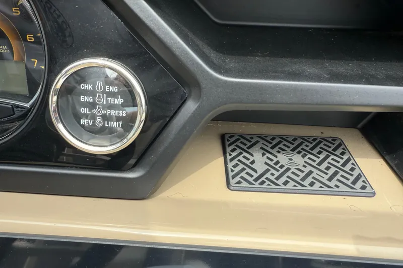 Slide: The Image of Dashboard of 2024 Viaggio 18 FISH with engine indicators and patterned mat. - 15