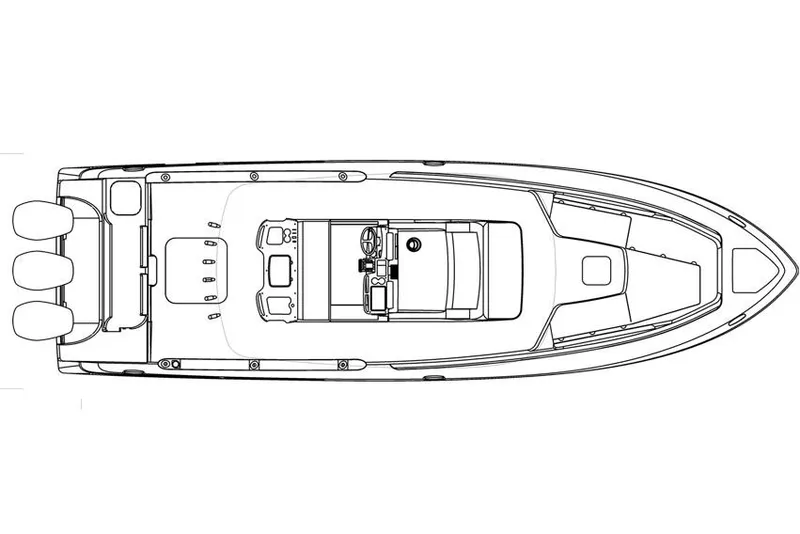 Slide: The Image of Manufacturer Provided Image: Top view schematic of 2018 Everglades 355 Center Console boat. - 34