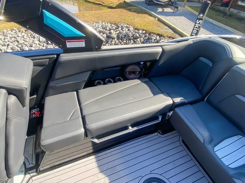 Slide: The Image of 2024 MasterCraft XStarS interior with luxurious seating. - 17