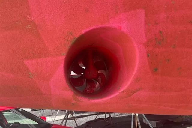 Slide: The Image of Bow thruster on a 2002 Jeanneau Sun Odyssey 45.2 sailboat hull. - 30
