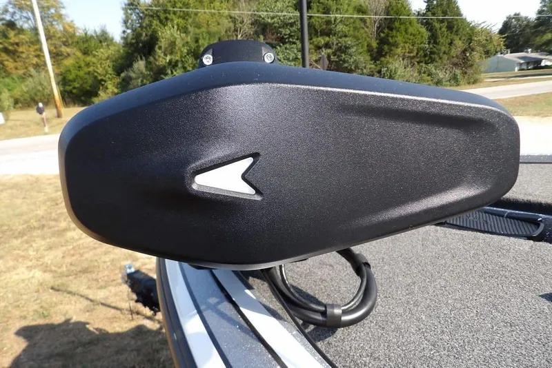 Slide: The Image of 2023 Nitro Z19 boat part with sleek black design and arrow detail. - 42