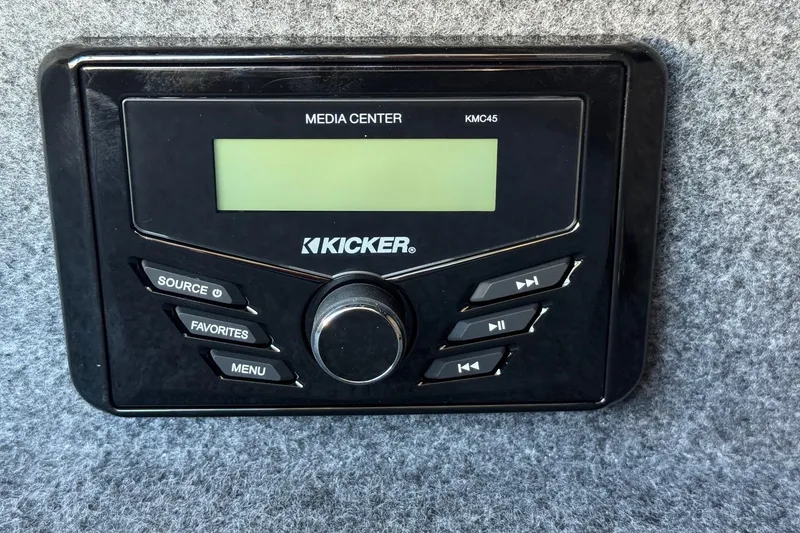 Slide: The Image of Kicker media center KMC45 in 2026 Thunder Jet 185 Luxor boat interior. - 21