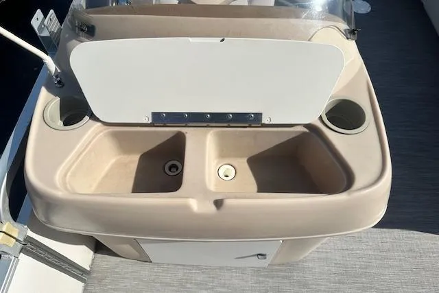 Slide: The Image of Sweetwater 2019 EL boat sink with dual basins and cup holders, 2000 model. - 16
